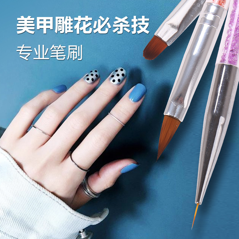 Herramientas de uñas cepillo uñas cristal con barra de taladro dibujo pluma manchas pintado gancho pluma fila pluma 7 unids traje