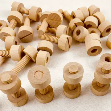 Wooden screw accessories nut combination toys handmade wood screws custom children wooden screw toys wholesale - ShopShipShake