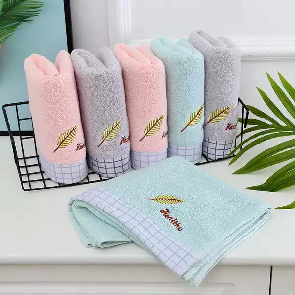 Gold Leaf Cotton Towel Manufacturer Wholesale Plain Color Household Pure Cotton Soft Absorbent Daily Face Washing Gift Embroidered Logo