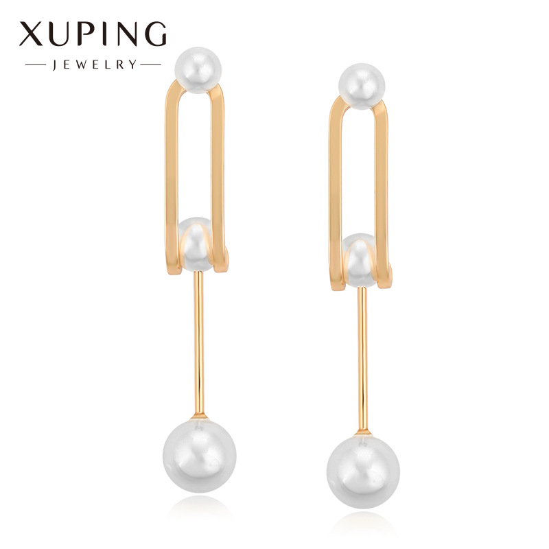 Xuking joyería artificial perla pendientes nicho retro largo elegante rebordear pendientes de alta calidad joyería del oído al por mayor para las mujeres