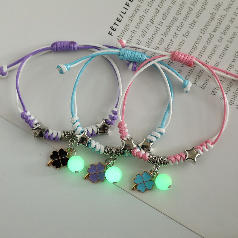 Student's Girlfriend Bracelet Three-person Luminous Men's and Women's Two-person Friendship Korean-style Couple's Woven Rope Luminous Bracelet Gift