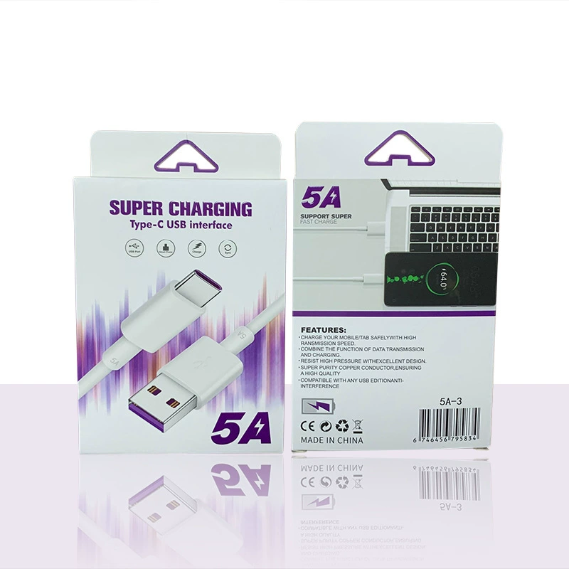 Кабель для зарядки (Huawei/Apple/Android) 5A ПВХ быстрая зарядка, длина 0.3–2 м
