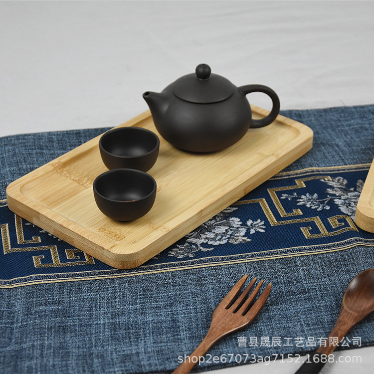 Spot Bandeja de té de bambú japonesa Bandeja de bambú Plato rectangular Pastel creativo Plato de pizza Pan de leche Plato de desayuno