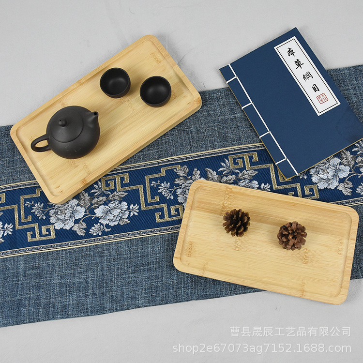 Spot Bandeja de té de bambú japonesa Bandeja de bambú Plato rectangular Pastel creativo Plato de pizza Pan de leche Plato de desayuno