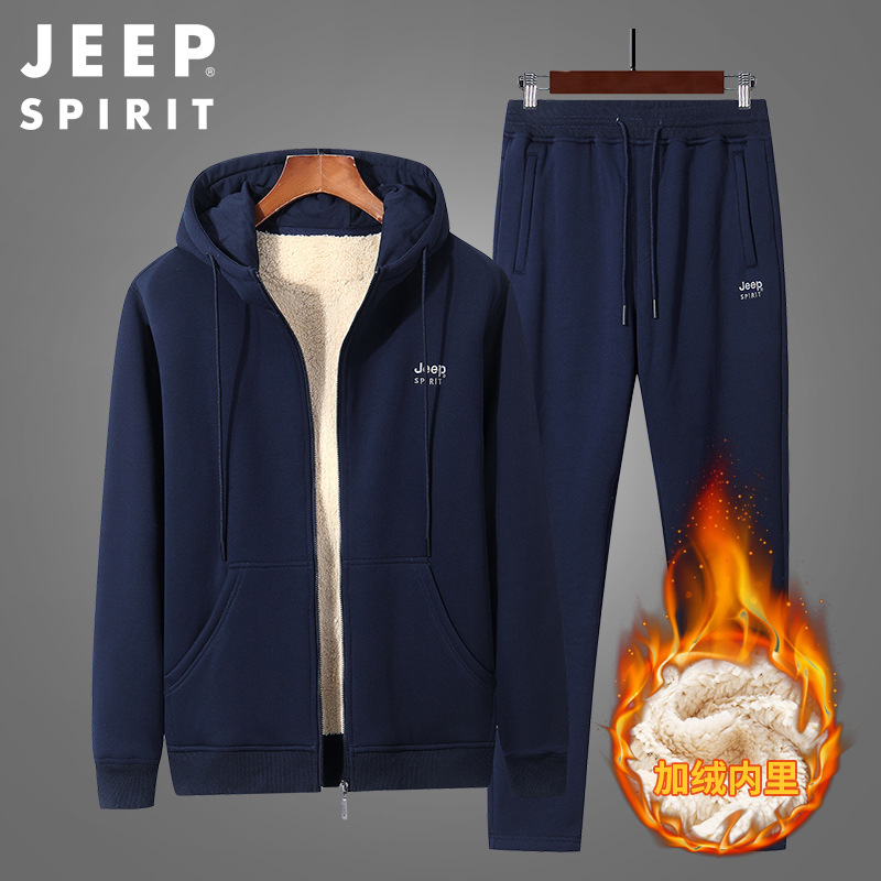 JEEP SPIRIT 후드 남자의 가을과 겨울 양고기 스웨터 캐주얼 재킷 2027D2029D-2027D2032D