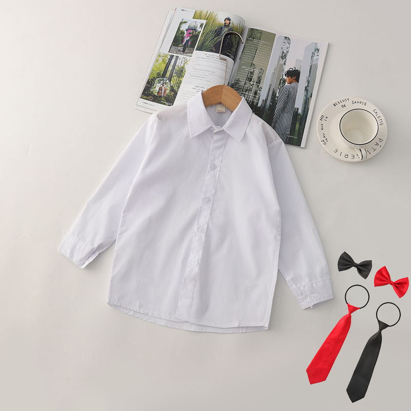 Estudiantes de primaria y secundaria camisa blanca para niños camisa blanca para niñas camisa blanca para niños de manga larga transpirable que absorbe el sudor