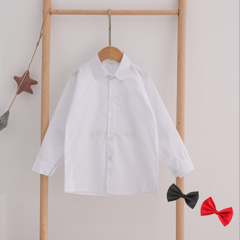 Estudiantes de primaria y secundaria camisa blanca para niños camisa blanca para niñas camisa blanca para niños de manga larga transpirable que absorbe el sudor