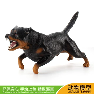 出口儿童仿真大号罗威纳犬模型黑色恶霸犬静态工艺桌面手办玩具狗