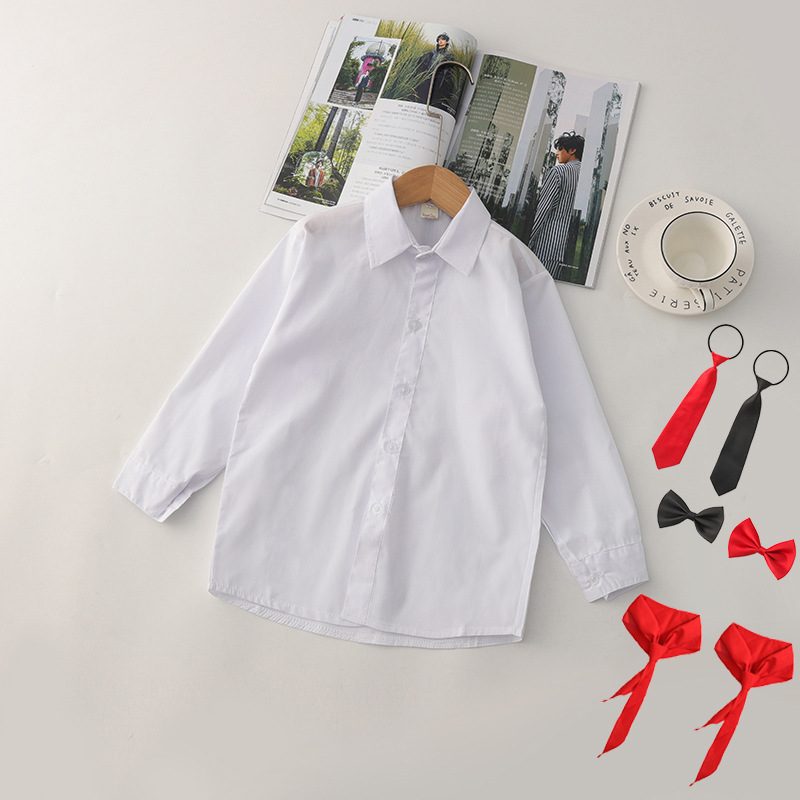 Estudiantes de primaria y secundaria camisa blanca para niños camisa blanca para niñas camisa blanca para niños de manga larga transpirable que absorbe el sudor