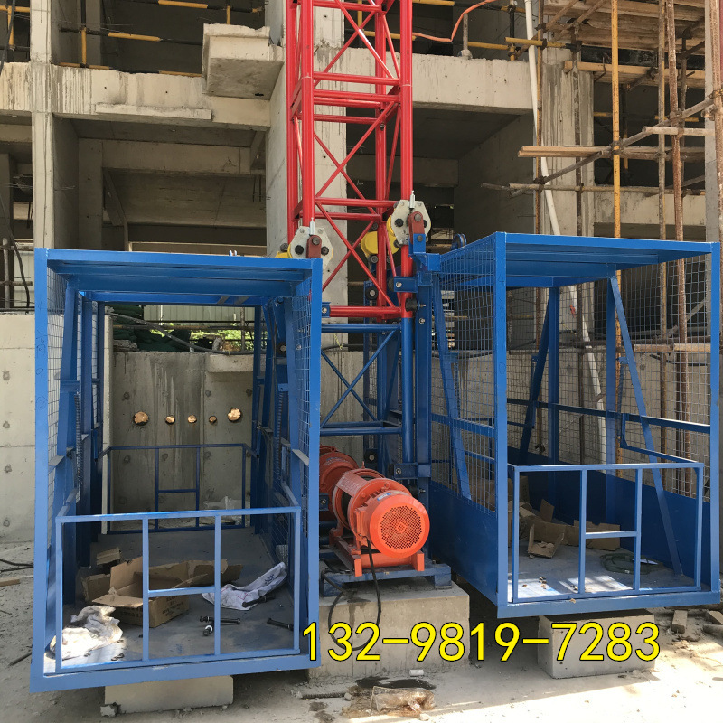 30米单柱双笼升降机 SS型1t/1t建筑施工升降机 工地物料起重机