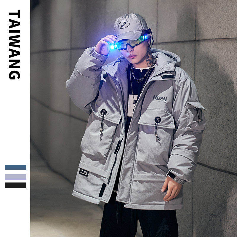 Men's Clothing Men's Wear High end trendy Silk cotton jacket for men winter new style jacket with printed fantasy multi pocket Silk cotton jacket_voghion.com