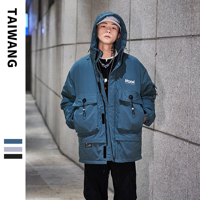 Men's Clothing Men's Wear High end trendy Silk cotton jacket for men winter new style jacket with printed fantasy multi pocket Silk cotton jacket_voghion.com