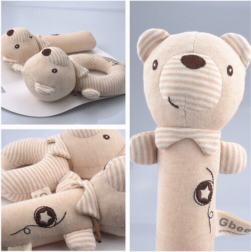 New product Gbee baby round hand rattle stick enlightenment toy plush hand grip 0 year old baby early education hand rattle stick