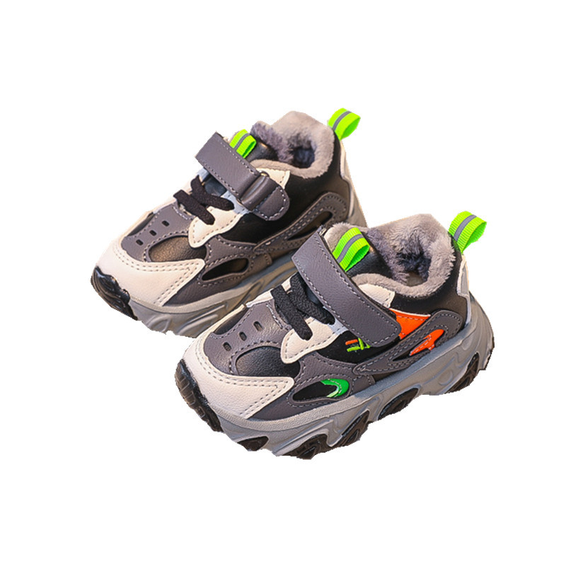 Zapatos de invierno para niños de algodón grande 1-6 años de edad, niños y niñas zapatillas de deporte Bebé forrado de lana gruesa zapatos de algodón zapatos de niño infantil moda