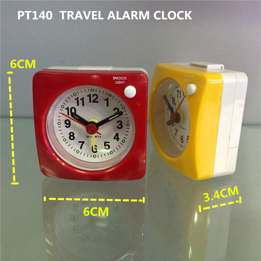 Reloj de alarma de viaje pequeño reloj de alarma de noche mudo con luz con función de repetición Reloj de cuarzo cuadrado reloj de alarma de estudiante de niños
