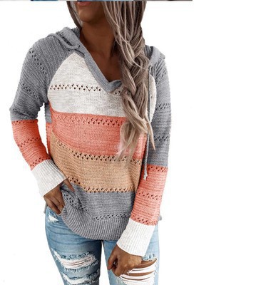Comercio exterior transfronterizo Orden original nuevo deseo Amazon eBay Otoño e Invierno Nuevo suéter con capucha a rayas image 10