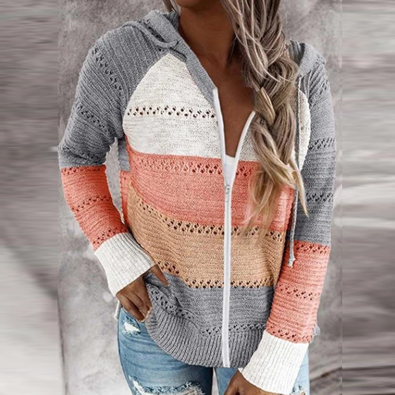 Comercio exterior transfronterizo Orden original nuevo deseo Amazon eBay Otoño e Invierno Nuevo suéter con capucha a rayas image 19