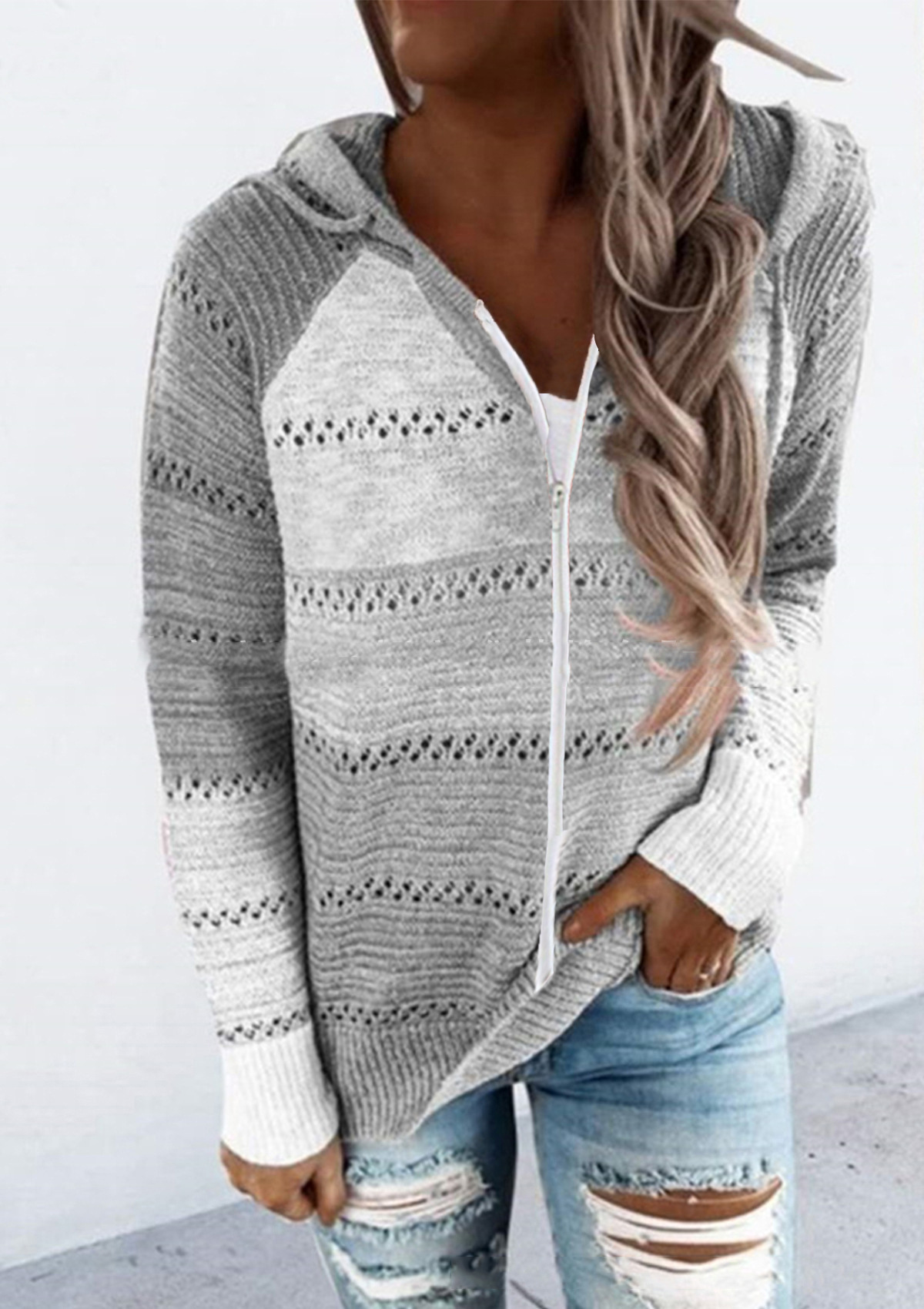 Comercio exterior transfronterizo Orden original nuevo deseo Amazon eBay Otoño e Invierno Nuevo suéter con capucha a rayas image 23