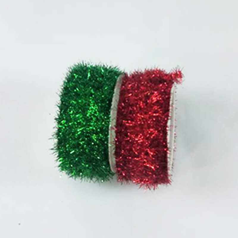 Fábrica al por mayor Hilados de vidrio de colores tira de lana actividad sitio diseño cuerda decorativa árbol de Navidad boda habitación colorida tira decorativa