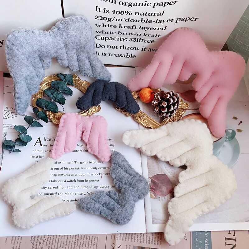 Wool Felt Angel Big Wings Christmas Tree Pendant diy Decoration Accessories Christmas Tree Garlands Plush Ornaments Gift