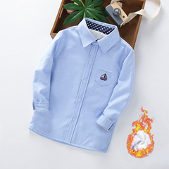 Boys' Autumn/Winter Fleece Long-Sleeve Shirt - Factory Direct Sale, Unisex Children's Shirt, Suitable for Older Children, Versatile Shirt for Kids, Thickened Shirt