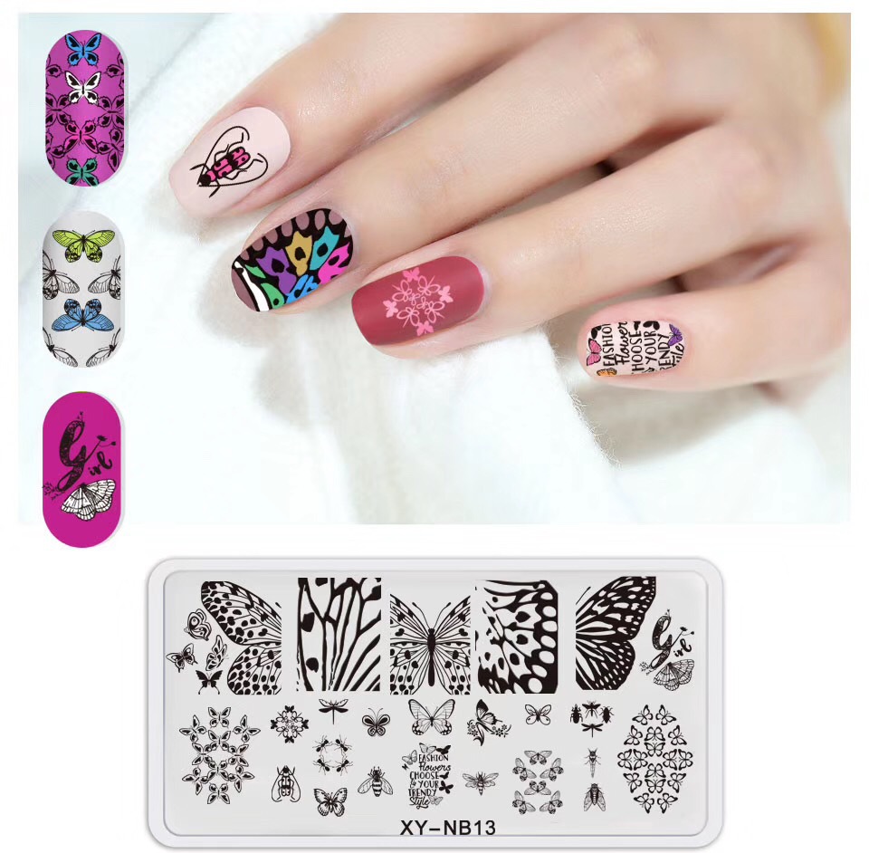 Nueva plantilla de impresión de uñas DIY película Azul de impresión de uñas esmalte de uñas placa de acero pintada XY-NB16 image 18
