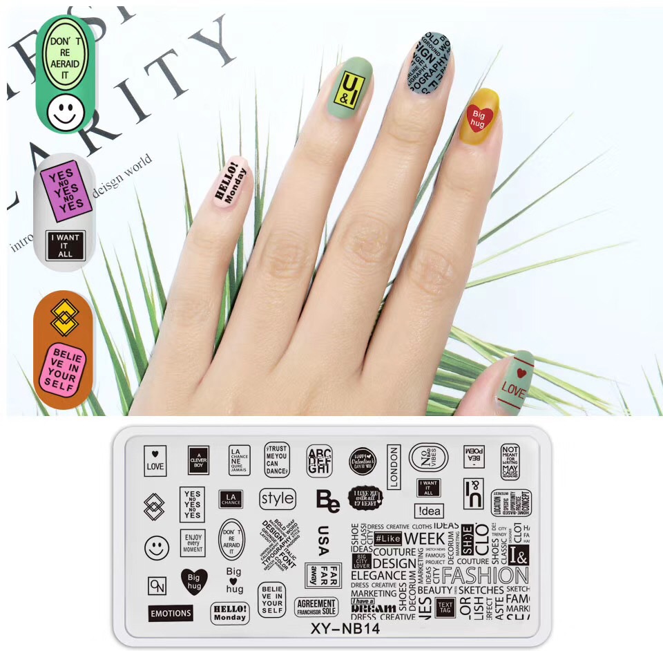 Nueva plantilla de impresión de uñas DIY película Azul de impresión de uñas esmalte de uñas placa de acero pintada XY-NB16 image 19