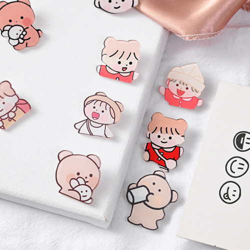 Ins style fashionable acrylic brooch student cute cartoon badge personalized bag decoration Japanese pin