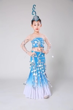 傣族水之靈舞蹈演出服兒童服裝孔雀舞兒童表演服亮片魚尾裙魚兒躍