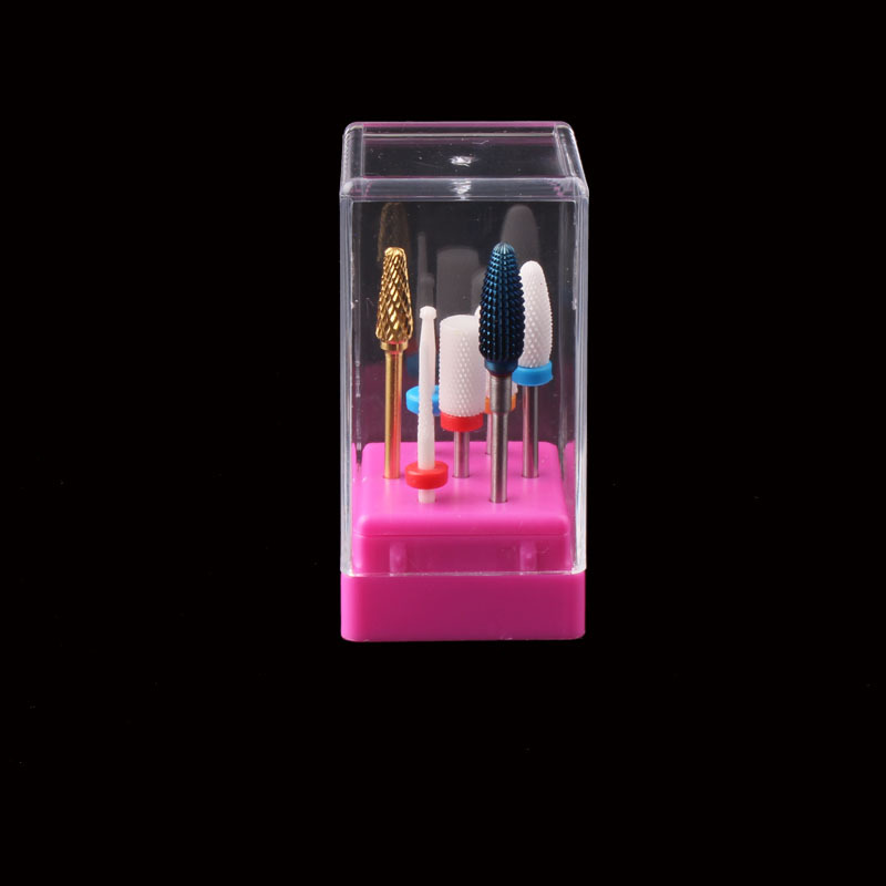 Caja de almacenamiento de cabeza de molienda de uñas transfronteriza Caja de visualización de cabeza de molienda de 7 agujeros Caja de cabeza de molienda de uñas de acero de tungsteno de cerámica
