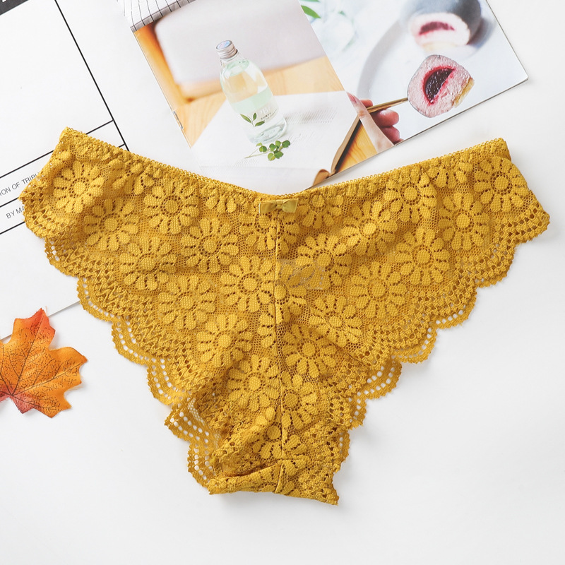 Ropa interior de mujer sin costuras cintura baja malla transpirable hueca calzoncillos de mujer ropa interior de encaje sexy para mujeres
