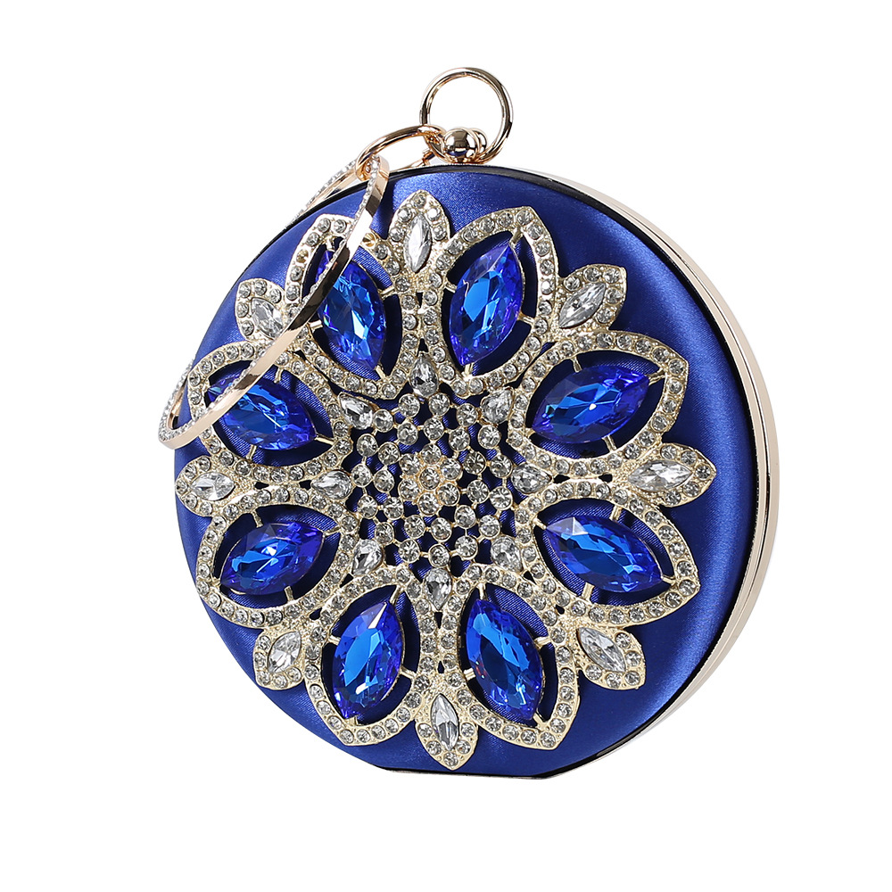 Bolso de noche incrustado en diamantes de moda transfronteriza bolso de mujer vintage de seda bolso redondo crossbody de mano bolso cheongsam rhinestone del todo fósforo para mujer