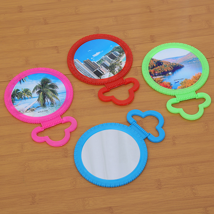 A191 one yuan large mirror round mirror makeup craft plastic hanging desktop carding Mirror Daily necessities wholesale