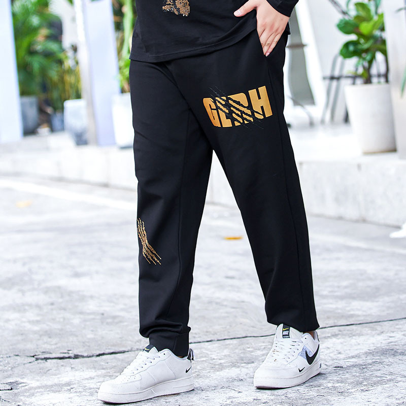 Extra-fat Men's Extra Large Size Casual Pants Thick Super Large Size Popular Sports Stretch Pants Big Belly