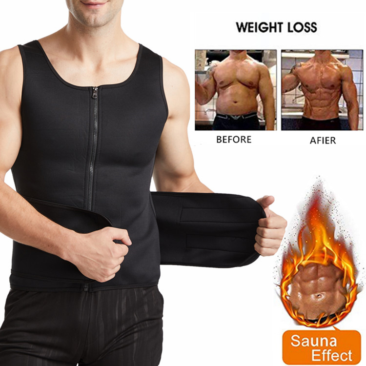Body Shaping ropa Amazon europeo y americano más el tamaño del vientre de los hombres que se contraen la cintura que adelgaza la ropa de fitness deportes sudor chaleco vientre que contrae corsé image 3