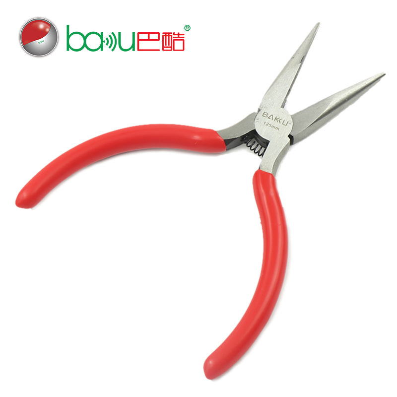 巴酷BK-071手工钳子尖嘴平钳胶手柄长嘴钳维修家用手动DIY工具5寸