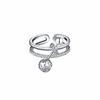 Fashionable retro small design ring, silver 925 sample, on index finger