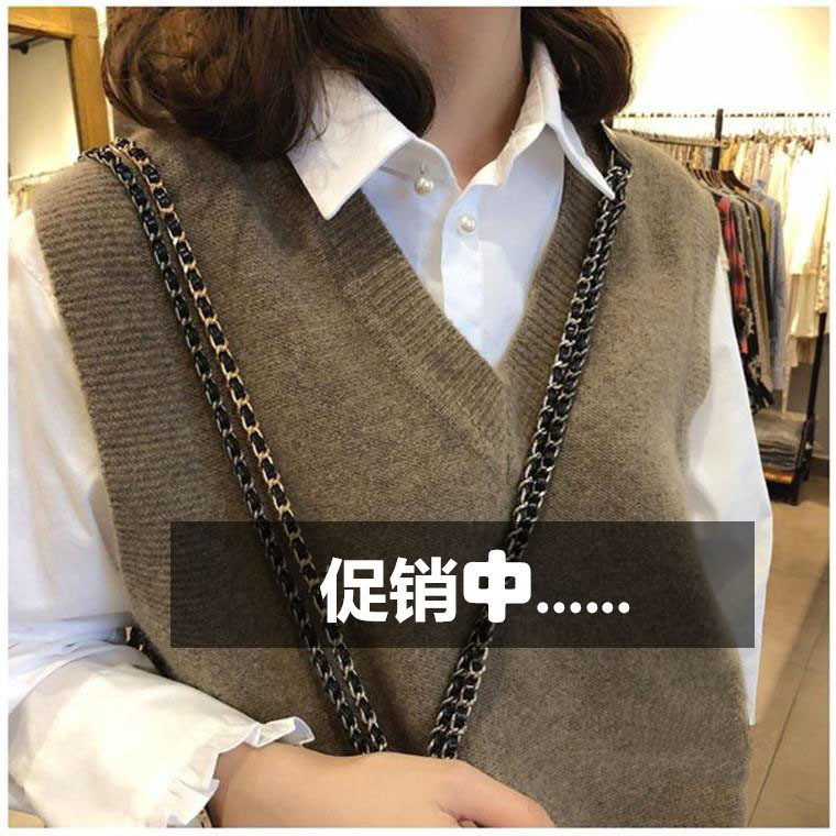 Loose Large Size Vest V-neck Pullover Sweater Vest Women's Waistcoat Short Knitted Base Shirt