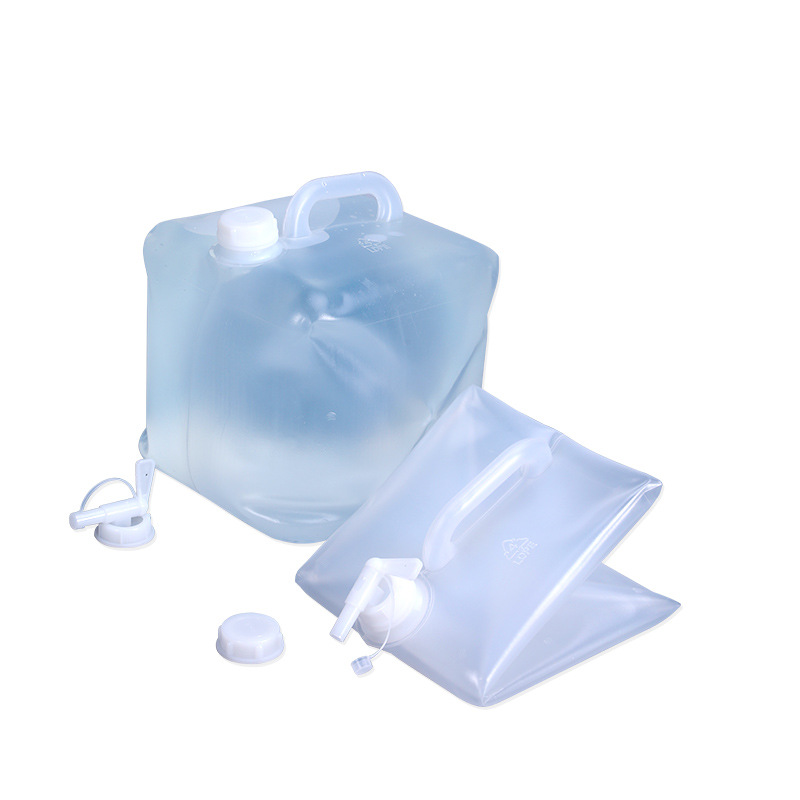 Metasequoia coche portátil al aire libre transparente cubo plegable cubo de almacenamiento grifo 20L5 galón bolsa de agua blanda cubo de plástico para beber