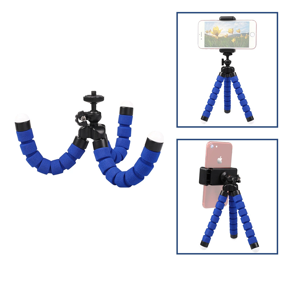 Octopus phone tripod portable, sponge-leg mini tripod with Bluetooth remote, 18×4×4 cm