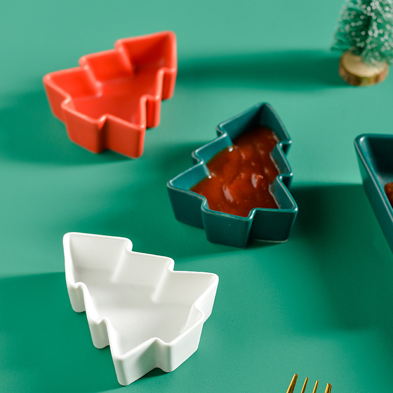 Árbol de Navidad nórdico separado plato de merienda creativa hogar plato de merienda mango de madera restaurante creativo plato de merienda de té de la tarde