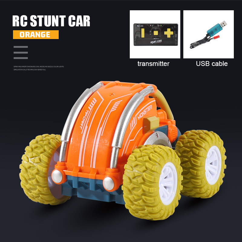 Amazon New flip two-sided remote control car 360 degree rotating mini cartoon car model children remote control car