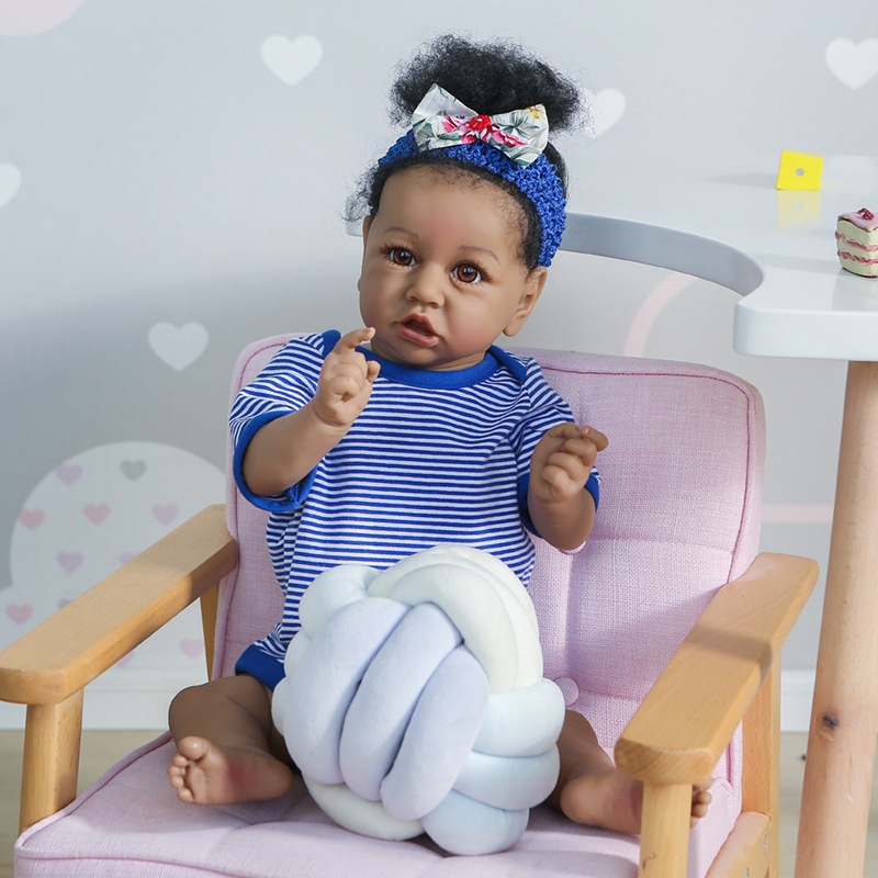 Renacer Saskia afroamericano bebé niña simulación bebé renacido muñeca