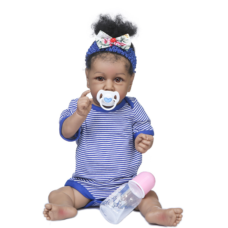Renacer Saskia afroamericano bebé niña simulación bebé renacido muñeca