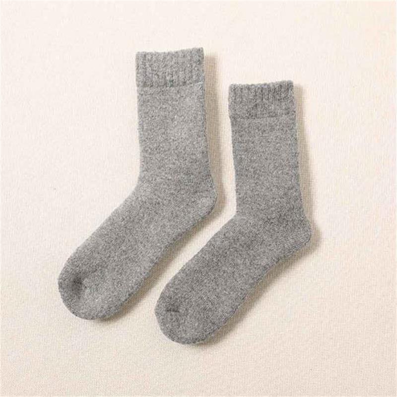Otoño e invierno engrosado con forro polar cálido calcetines de lana para hombres y mujeres absorbentes de sudor resistente al frío Toalla de color sólido calcetines de algodón largos calcetines de Terry