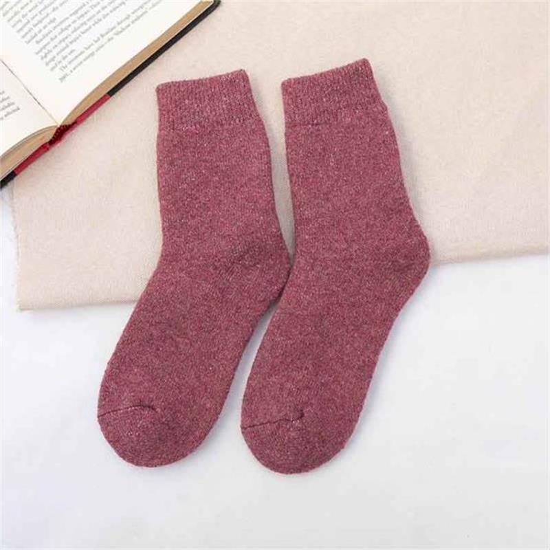 Otoño e invierno engrosado con forro polar cálido calcetines de lana para hombres y mujeres absorbentes de sudor resistente al frío Toalla de color sólido calcetines de algodón largos calcetines de Terry
