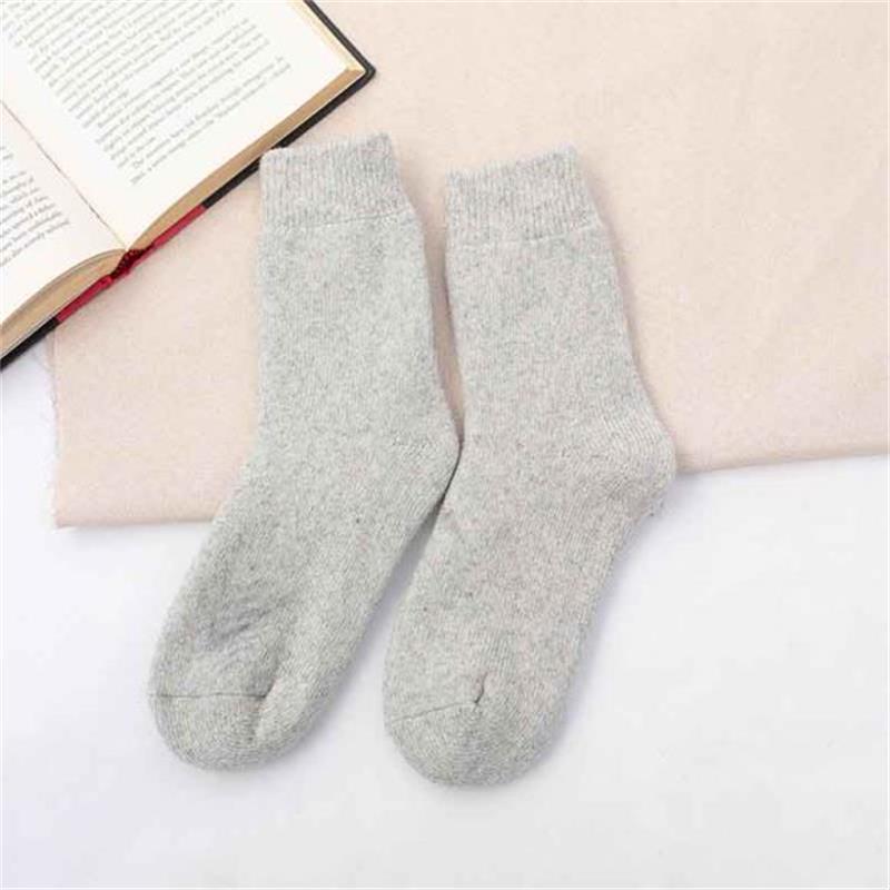 Otoño e invierno engrosado con forro polar cálido calcetines de lana para hombres y mujeres absorbentes de sudor resistente al frío Toalla de color sólido calcetines de algodón largos calcetines de Terry
