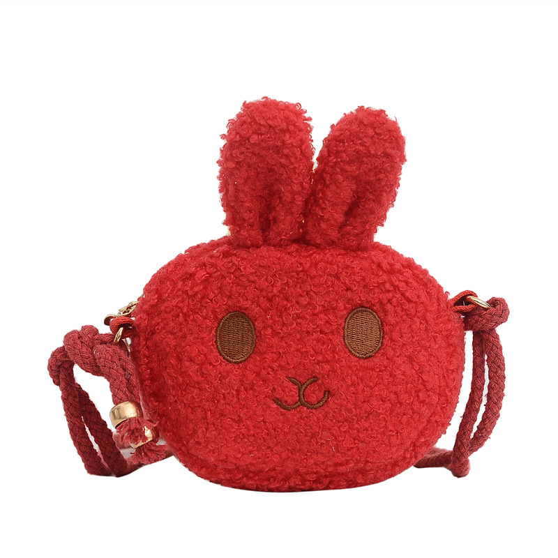 Otoño e invierno 2020 felpa conejito bolsa de mensajero para niños bolsa de hombro de niña linda lana de cordero niño monedero