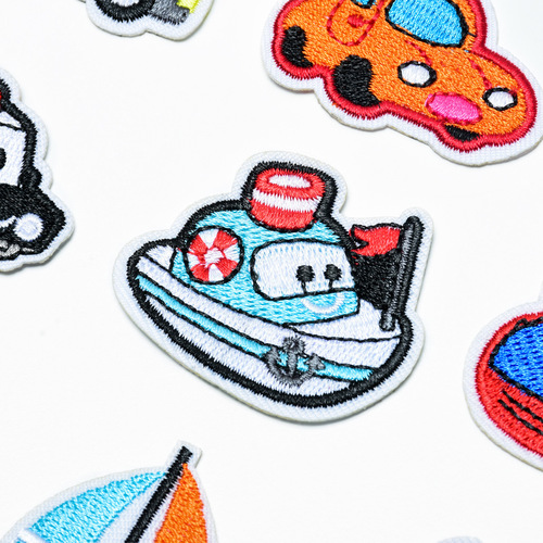 Original embroidery back adhesive label for truck, ship, school bus, embroidered logo patches, clothing accessories, decorations