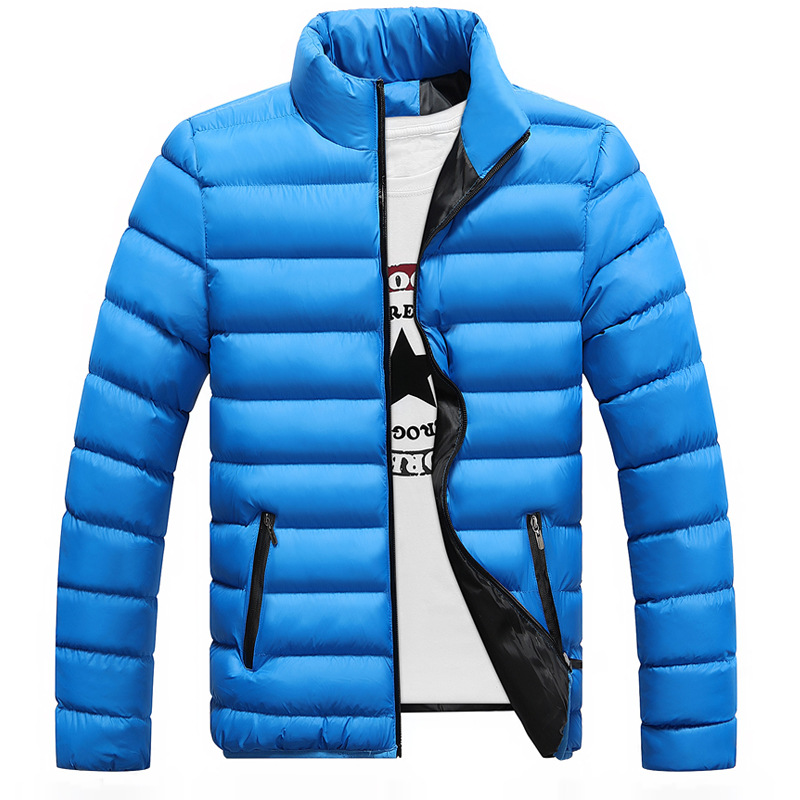Men's Down Jacket Stand-up Collar Solid Colour Zip Cardigan_voghion.com